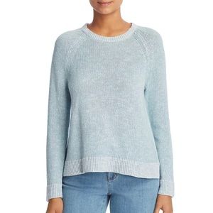 EILEEN FISHER ORGANIC LINEN RAGLAN SLEEVE SWEATER BLUE IVY WOMEN’S MEDIUM